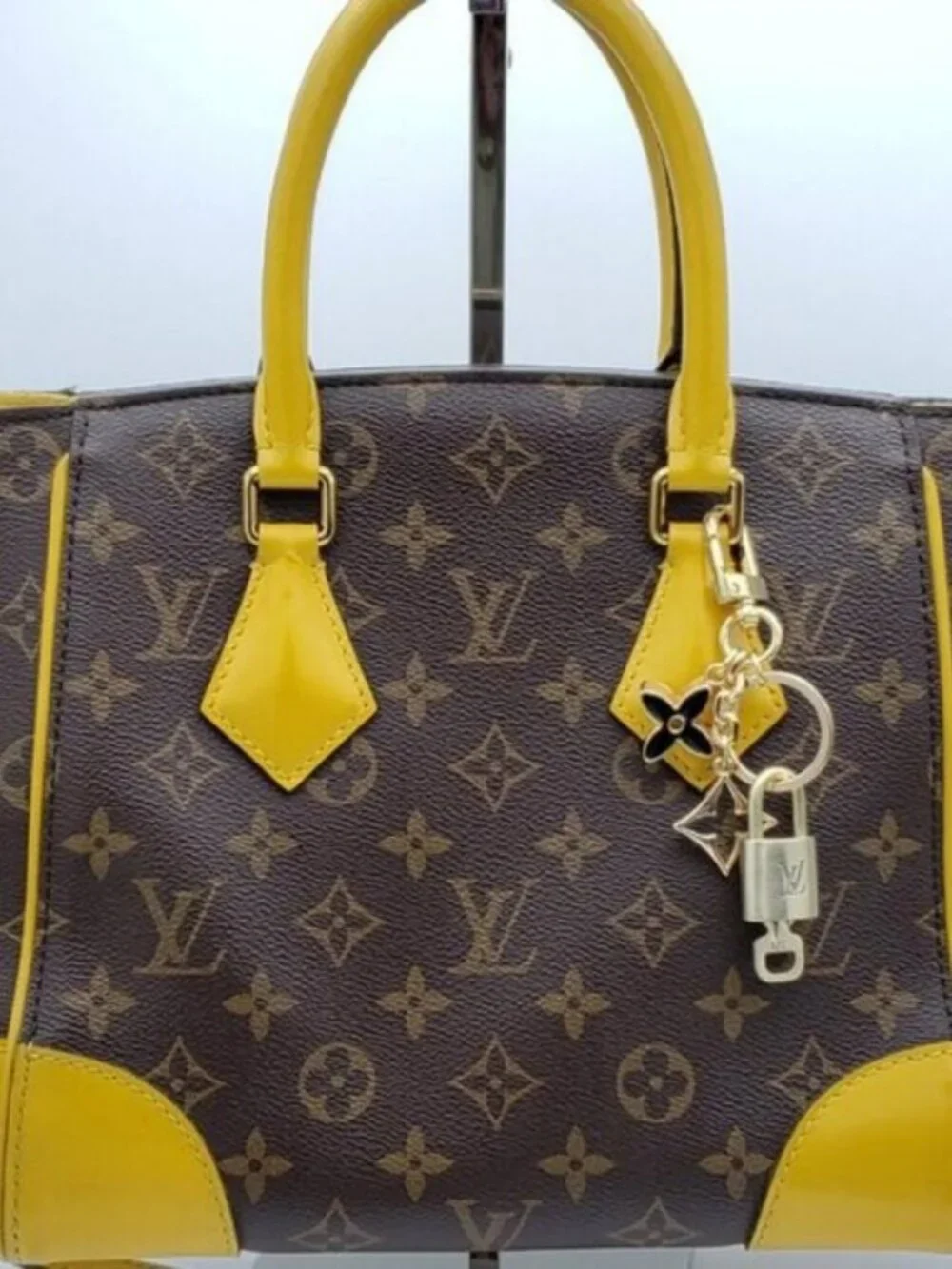 Louis Vuitton Gold Padlock Key 🔒 Authentic LV Charm + Unbranded Flower Keychain